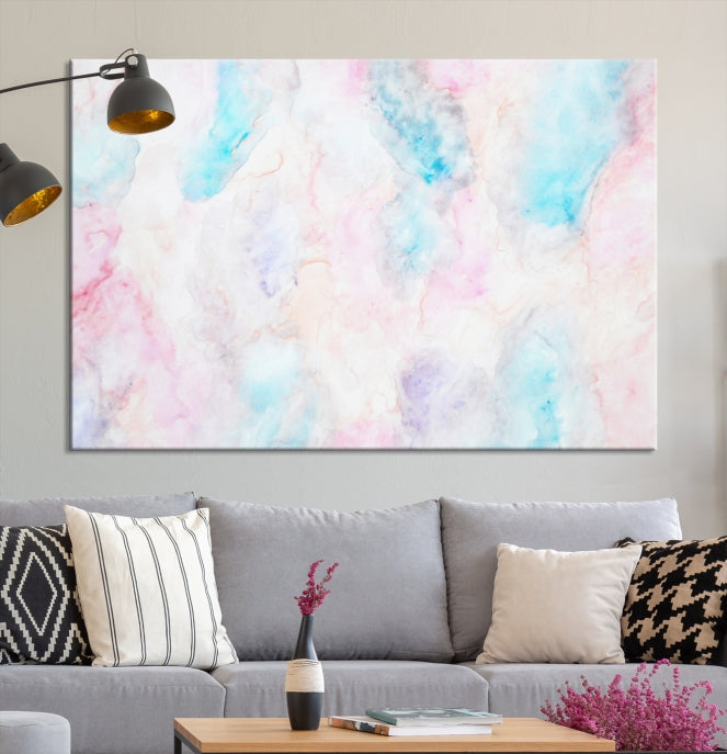 Extra Large Modern Abstract Blue Pink Painting Canvas Wall Art Giclee Print