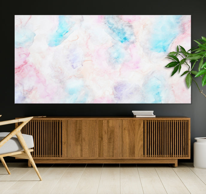 Extra Large Modern Abstract Blue Pink Painting Canvas Wall Art Giclee Print