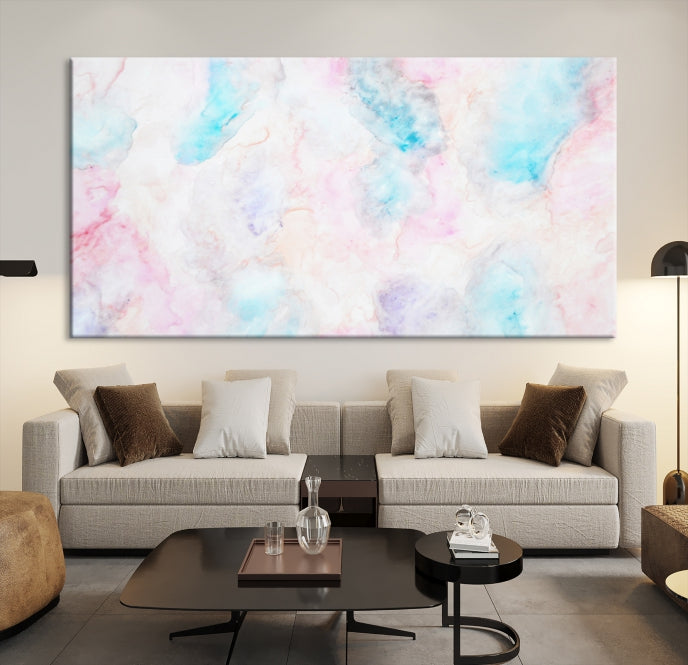 Extra Large Modern Abstract Blue Pink Painting Canvas Wall Art Giclee Print