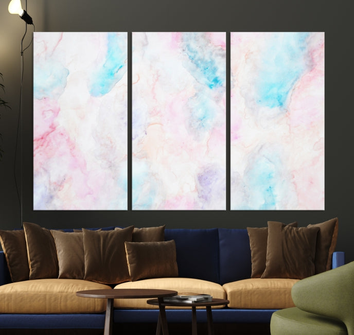 Extra Large Modern Abstract Blue Pink Painting Canvas Wall Art Giclee Print