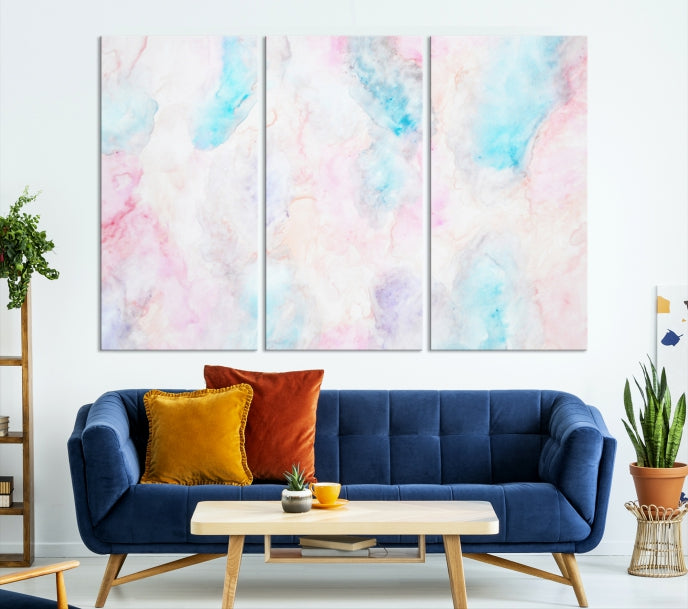 Extra Large Modern Abstract Blue Pink Painting Canvas Wall Art Giclee Print