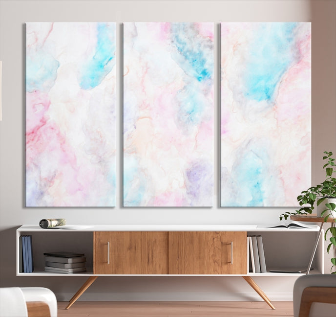 Extra Large Modern Abstract Blue Pink Painting Canvas Wall Art Giclee Print