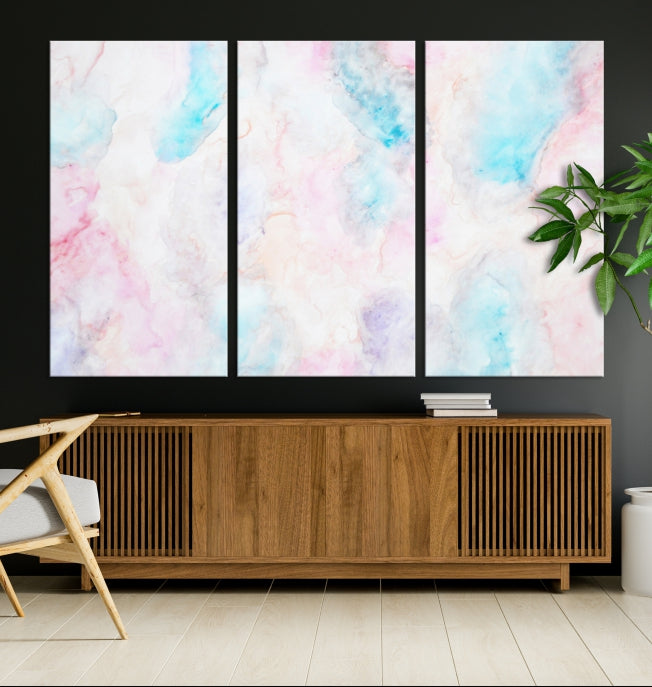 Extra Large Modern Abstract Blue Pink Painting Canvas Wall Art Giclee Print