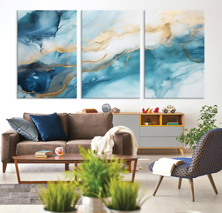 Extra Large Modern Abstract Painting Marble Wall Art Canvas Print for Home Decor