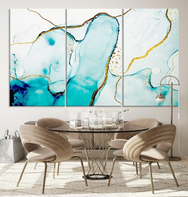 Extra Large Modern Turquoise Abstract Painting on Original Canvas Wall Art Print