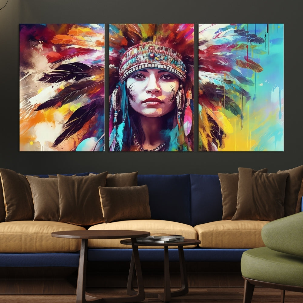 Extra Large Native American Wall Art Canvas Print Indian Artwork for Wall