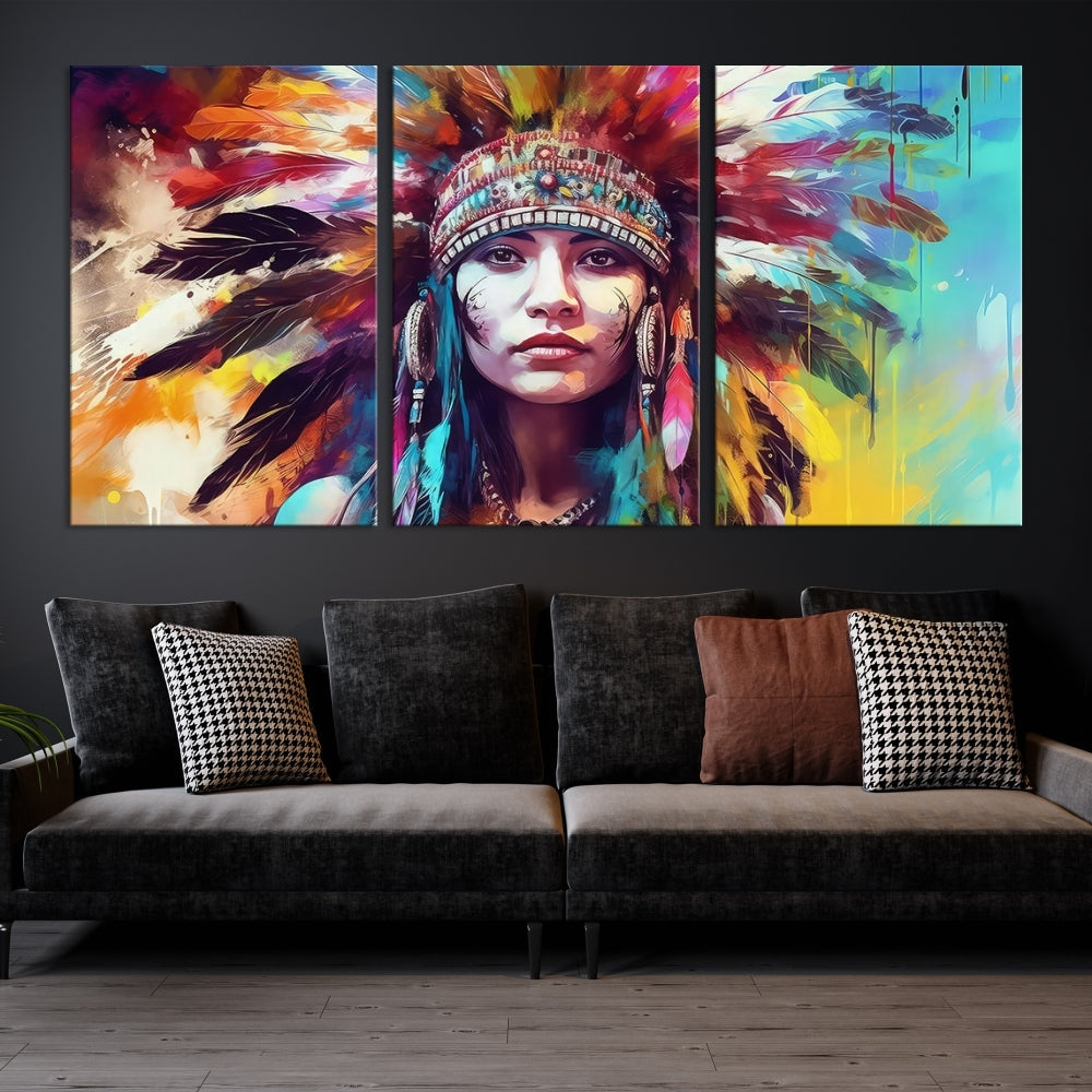 Extra Large Native American Wall Art Canvas Print Indian Artwork for Wall