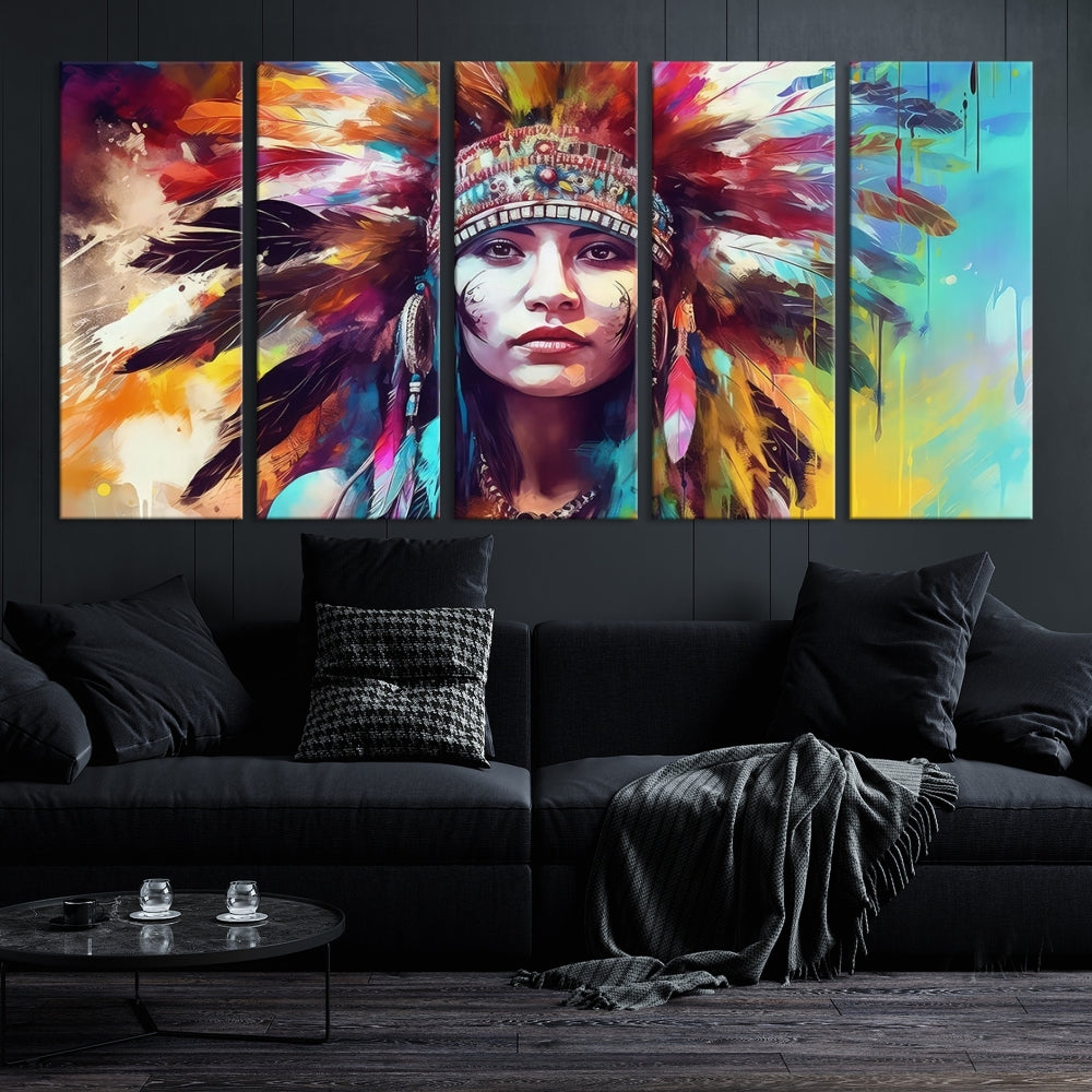 Extra Large Native American Wall Art Canvas Print Indian Artwork for Wall