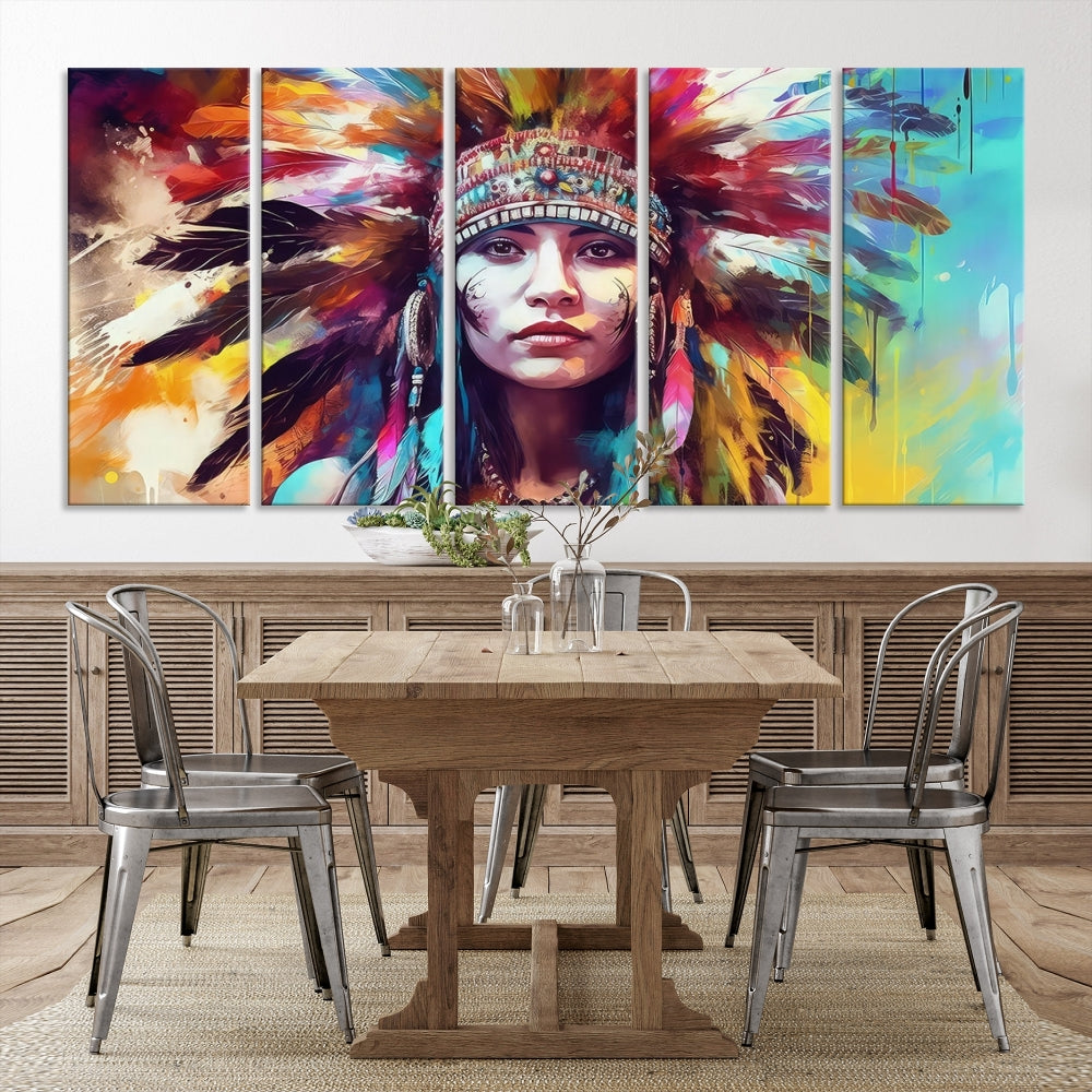 Extra Large Native American Wall Art Canvas Print Indian Artwork for Wall