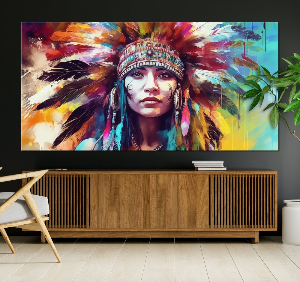 Extra Large Native American Wall Art Canvas Print Indian Artwork for Wall