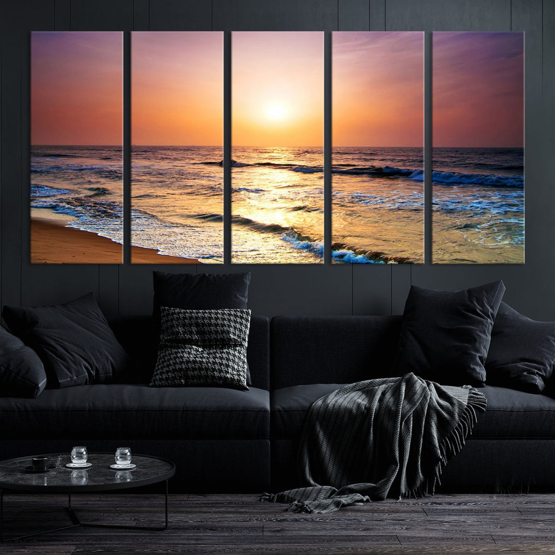 Extra Large Ocean Sunset Beach Coastal Wall Art Canvas Print for Office Decor