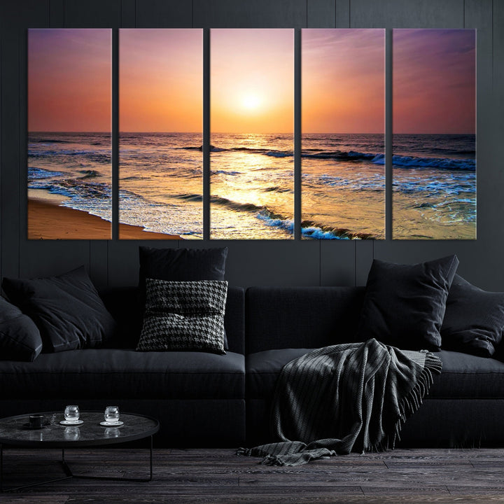 Extra Large Ocean Sunset Beach Coastal Wall Art Canvas Print for Office Decor