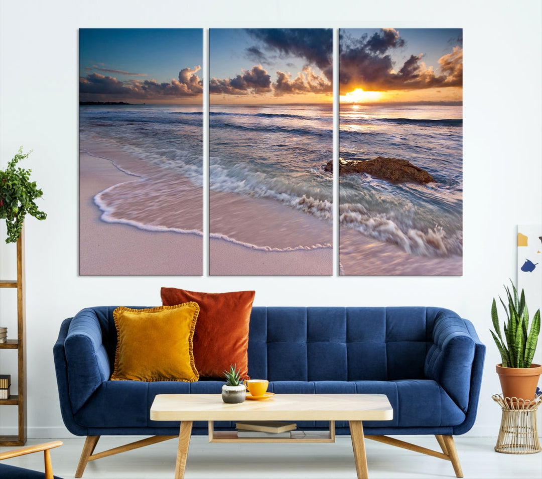 Extra Large Ocean Sunset Sea Holiday Beach Wall Art Canvas Print for Hotel Decoration