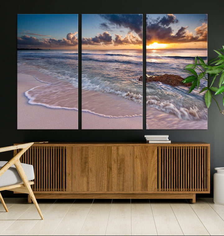 Extra Large Ocean Sunset Sea Holiday Beach Wall Art Canvas Print for Hotel Decoration