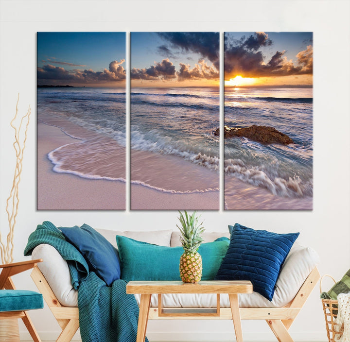 Extra Large Ocean Sunset Sea Holiday Beach Wall Art Canvas Print for Hotel Decoration