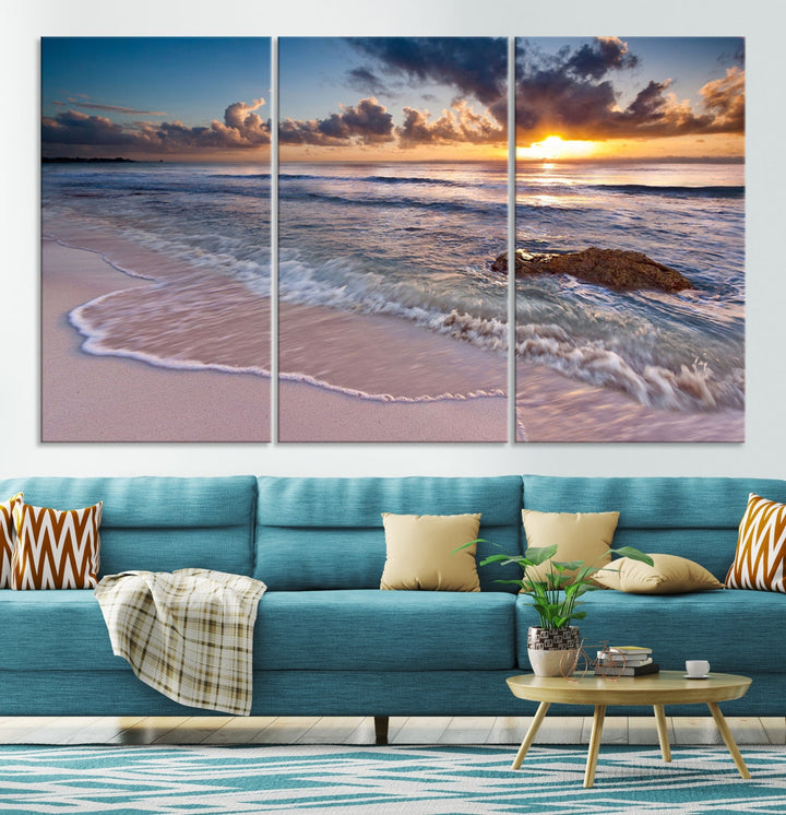 Extra Large Ocean Sunset Sea Holiday Beach Wall Art Canvas Print for Hotel Decoration