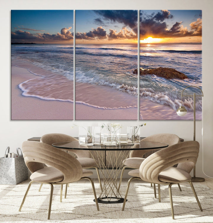 Extra Large Ocean Sunset Sea Holiday Beach Wall Art Canvas Print for Hotel Decoration