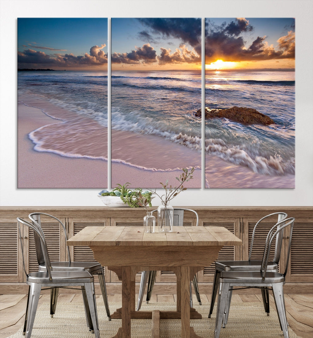 Extra Large Ocean Sunset Sea Holiday Beach Wall Art Canvas Print for Hotel Decoration