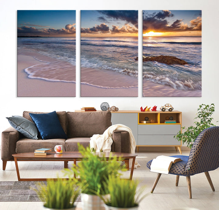 Extra Large Ocean Sunset Sea Holiday Beach Wall Art Canvas Print for Hotel Decoration