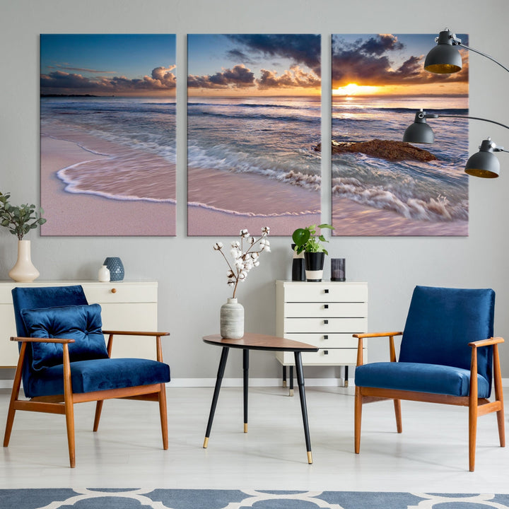 Extra Large Ocean Sunset Sea Holiday Beach Wall Art Canvas Print for Hotel Decoration