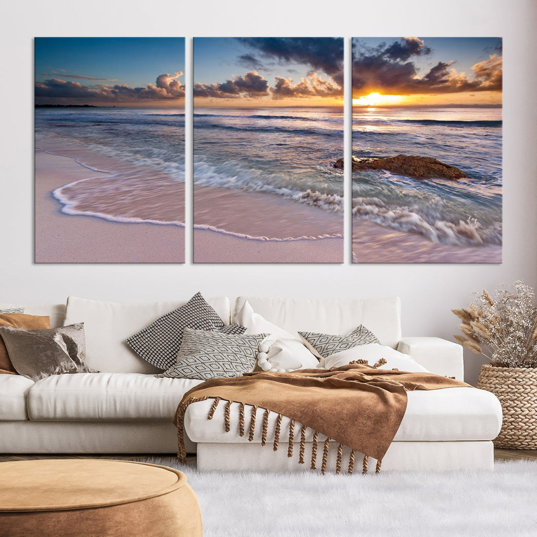 Extra Large Ocean Sunset Sea Holiday Beach Wall Art Canvas Print for Hotel Decoration