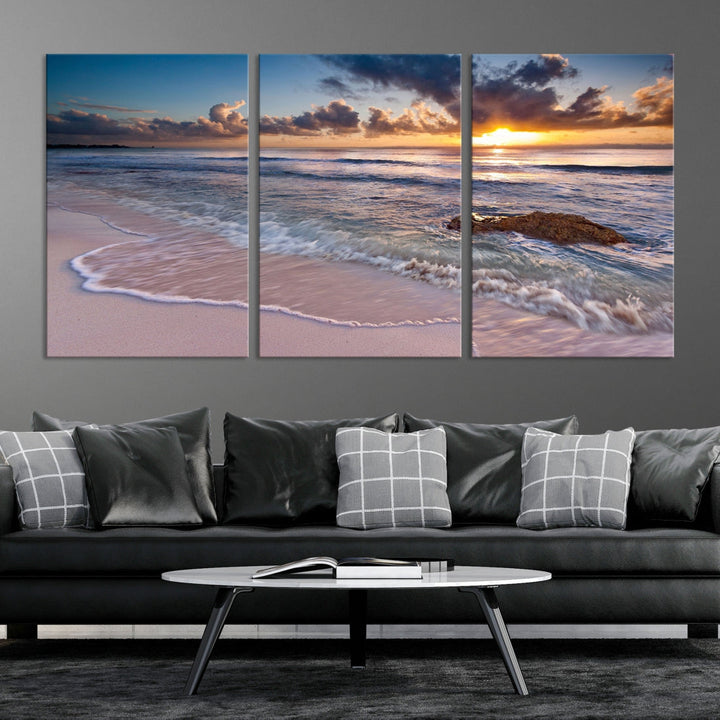 Extra Large Ocean Sunset Sea Holiday Beach Wall Art Canvas Print for Hotel Decoration