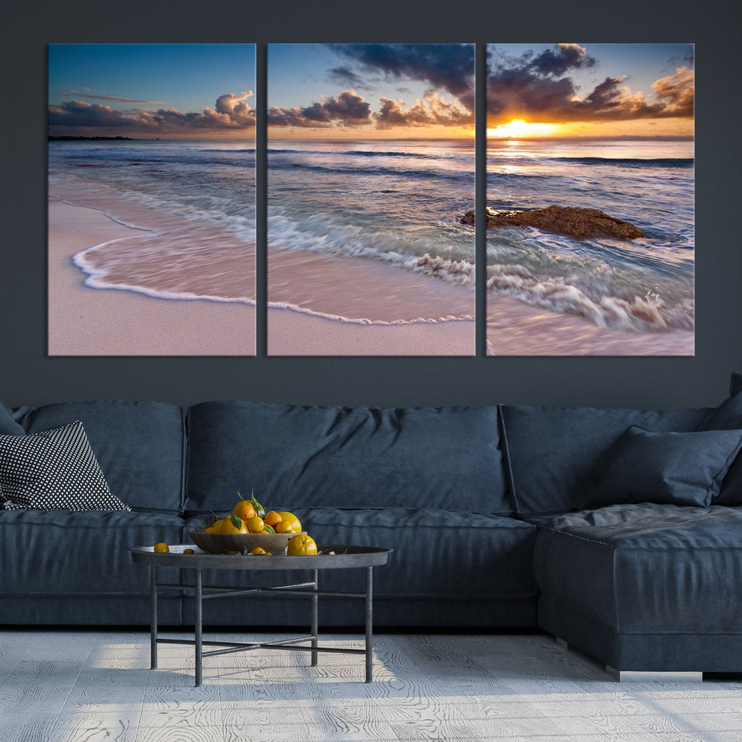 Extra Large Ocean Sunset Sea Holiday Beach Wall Art Canvas Print for Hotel Decoration