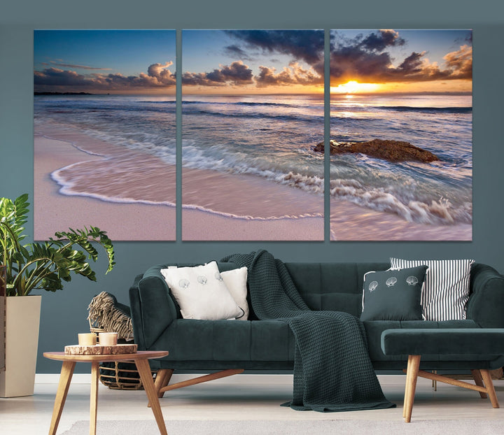 Extra Large Ocean Sunset Sea Holiday Beach Wall Art Canvas Print for Hotel Decoration