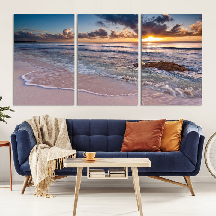 Extra Large Ocean Sunset Sea Holiday Beach Wall Art Canvas Print for Hotel Decoration