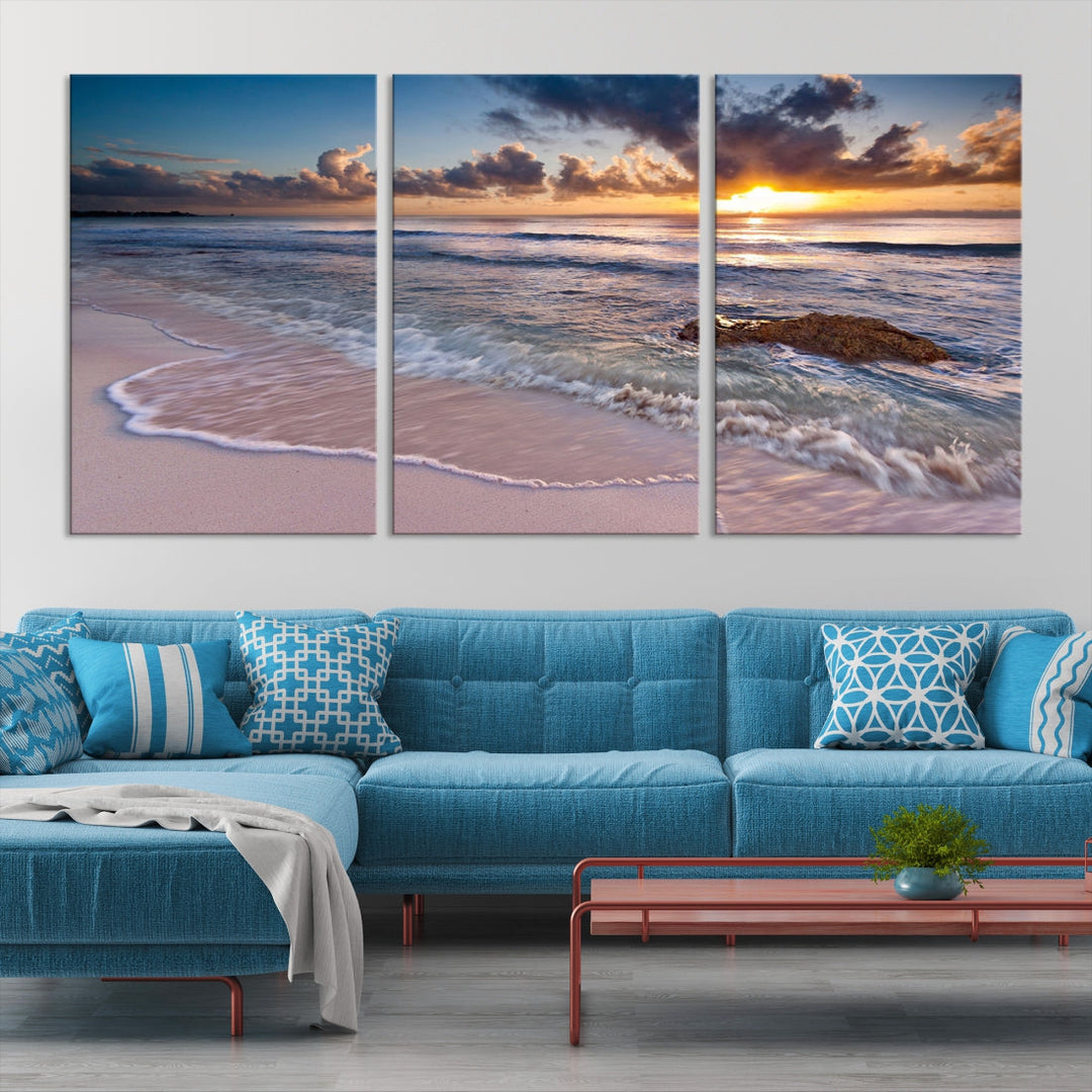 Extra Large Ocean Sunset Sea Holiday Beach Wall Art Canvas Print for Hotel Decoration