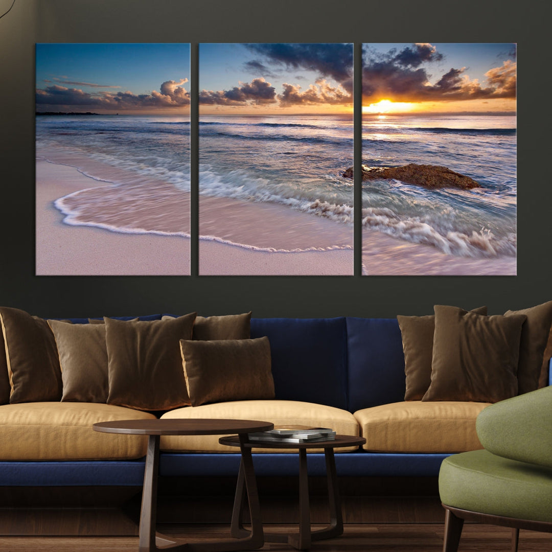 Extra Large Ocean Sunset Sea Holiday Beach Wall Art Canvas Print for Hotel Decoration