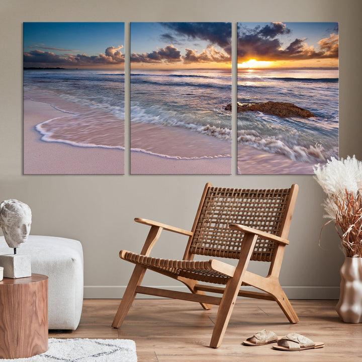 Extra Large Ocean Sunset Sea Holiday Beach Wall Art Canvas Print for Hotel Decoration