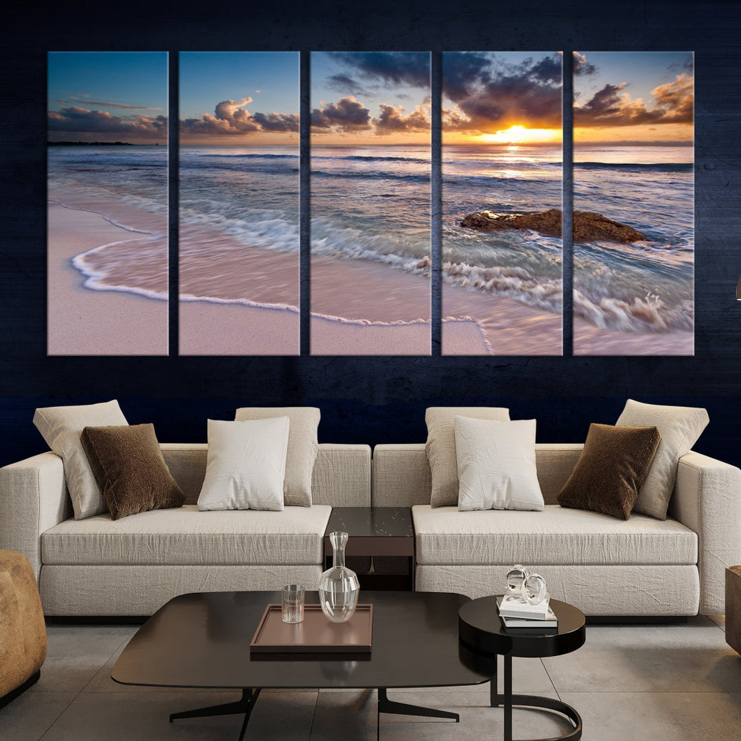 Extra Large Ocean Sunset Sea Holiday Beach Wall Art Canvas Print for Hotel Decoration