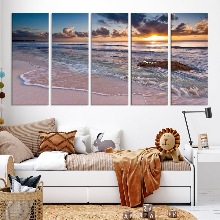 Extra Large Ocean Sunset Sea Holiday Beach Wall Art Canvas Print for Hotel Decoration