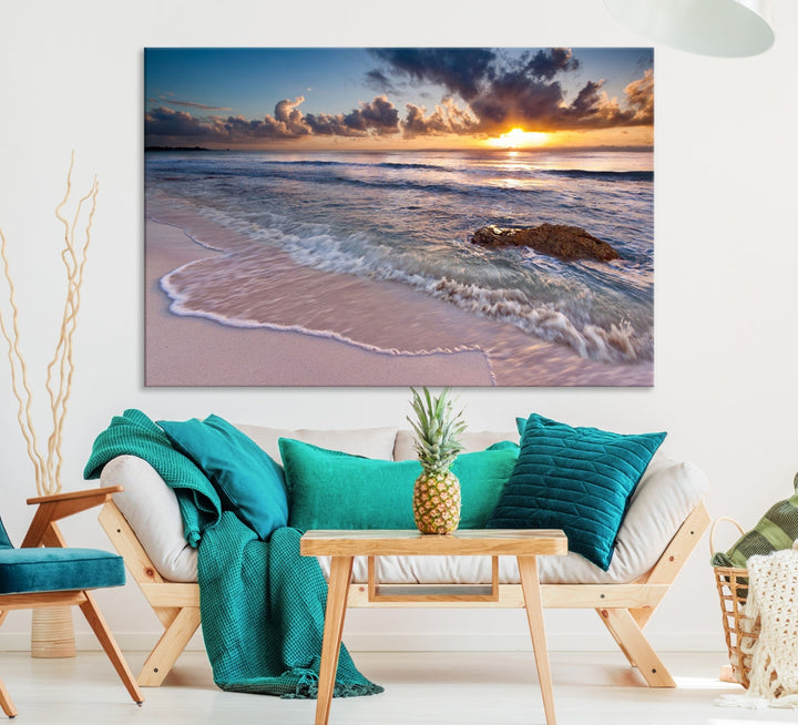 Extra Large Ocean Sunset Sea Holiday Beach Wall Art Canvas Print for Hotel Decoration