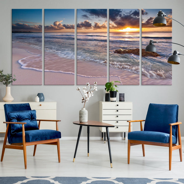 Extra Large Ocean Sunset Sea Holiday Beach Wall Art Canvas Print for Hotel Decoration