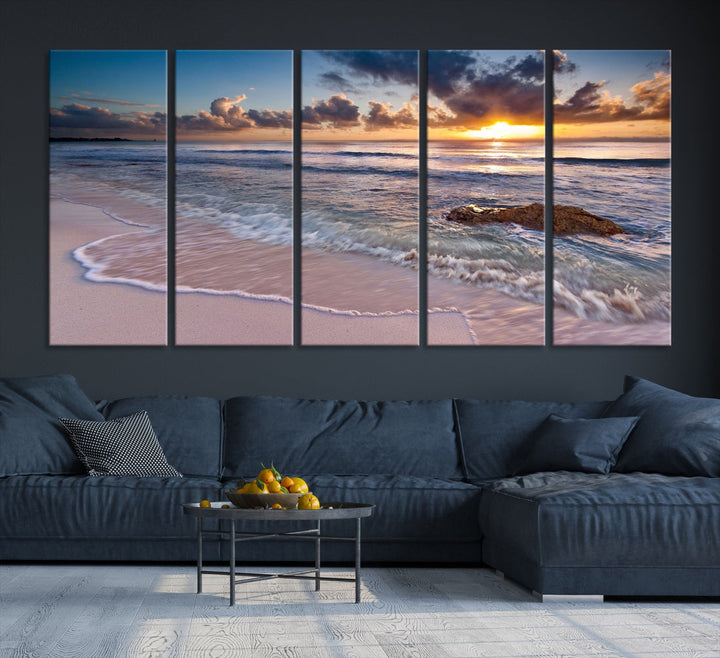 Extra Large Ocean Sunset Sea Holiday Beach Wall Art Canvas Print for Hotel Decoration