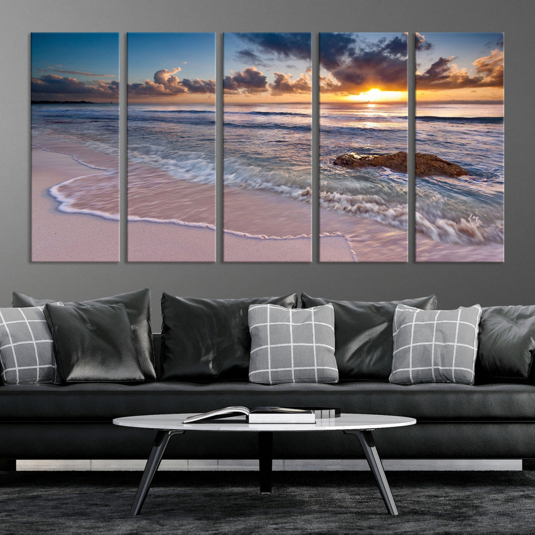 Extra Large Ocean Sunset Sea Holiday Beach Wall Art Canvas Print for Hotel Decoration