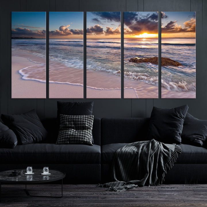 Extra Large Ocean Sunset Sea Holiday Beach Wall Art Canvas Print for Hotel Decoration