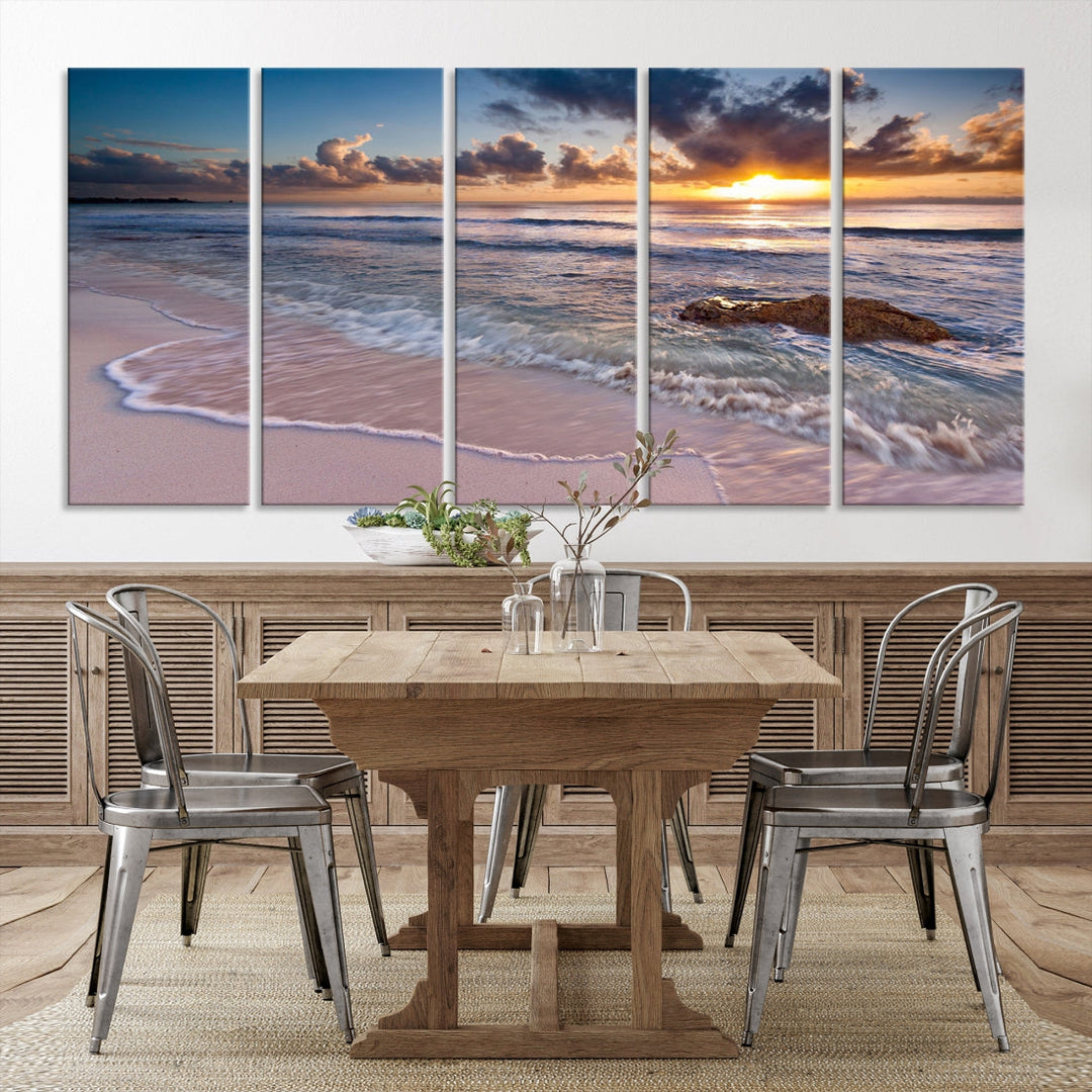 Extra Large Ocean Sunset Sea Holiday Beach Wall Art Canvas Print for Hotel Decoration