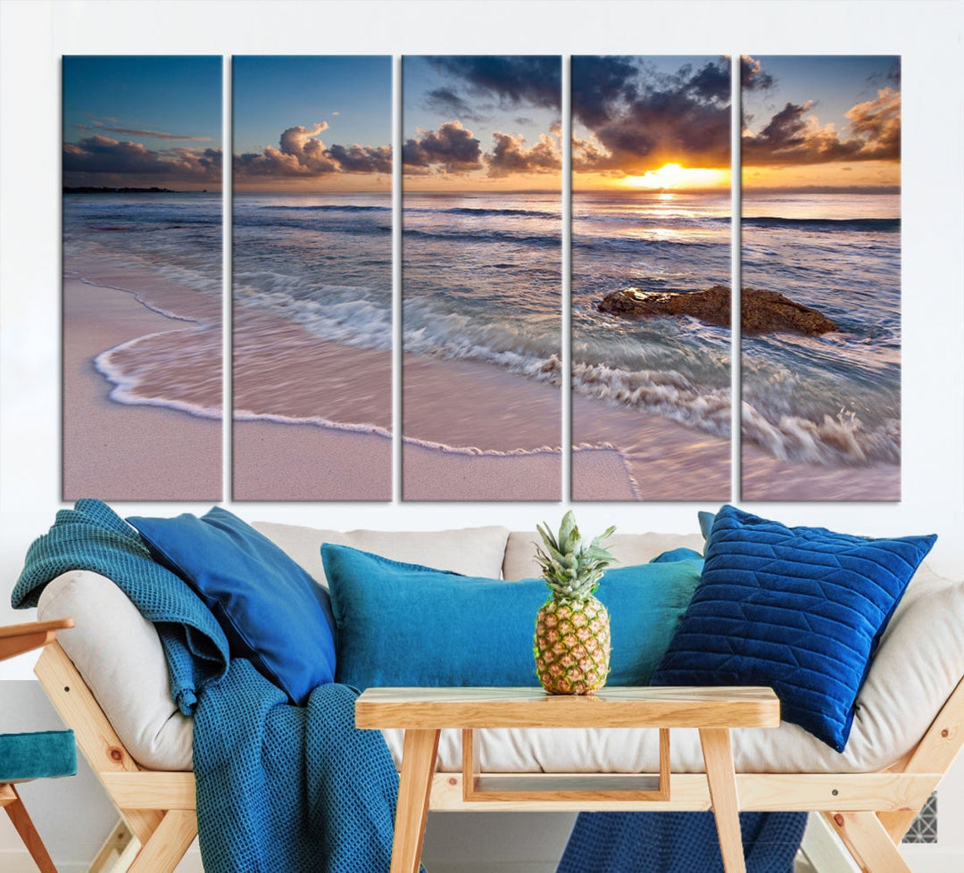 Extra Large Ocean Sunset Sea Holiday Beach Wall Art Canvas Print for Hotel Decoration