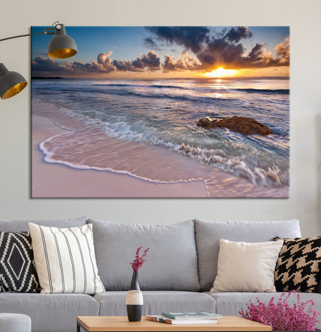 Extra Large Ocean Sunset Sea Holiday Beach Wall Art Canvas Print for Hotel Decoration