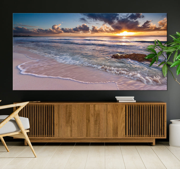 Extra Large Ocean Sunset Sea Holiday Beach Wall Art Canvas Print for Hotel Decoration