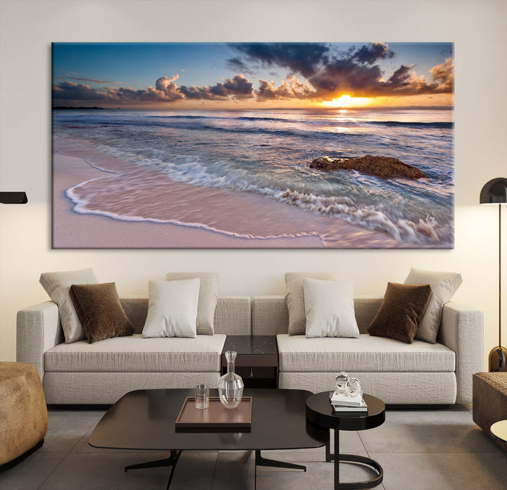 Extra Large Ocean Sunset Sea Holiday Beach Wall Art Canvas Print for Hotel Decoration