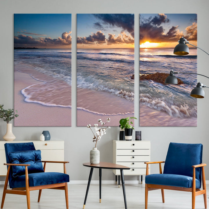 Extra Large Ocean Sunset Sea Holiday Beach Wall Art Canvas Print for Hotel Decoration