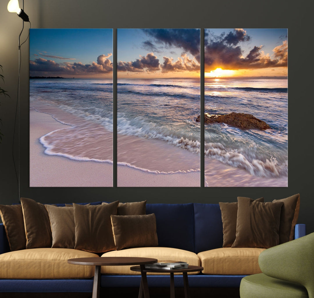 Extra Large Ocean Sunset Sea Holiday Beach Wall Art Canvas Print for Hotel Decoration