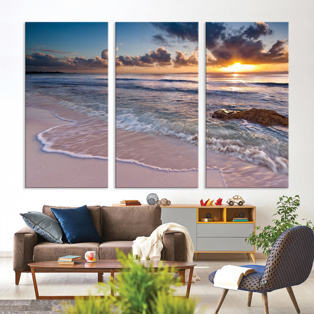 Extra Large Ocean Sunset Sea Holiday Beach Wall Art Canvas Print for Hotel Decoration