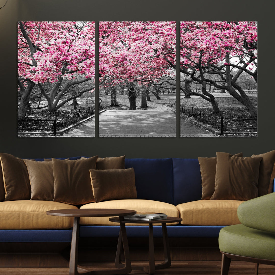 Extra Large Pink Trees Landscape Wall Art Canvas Print Office Decor