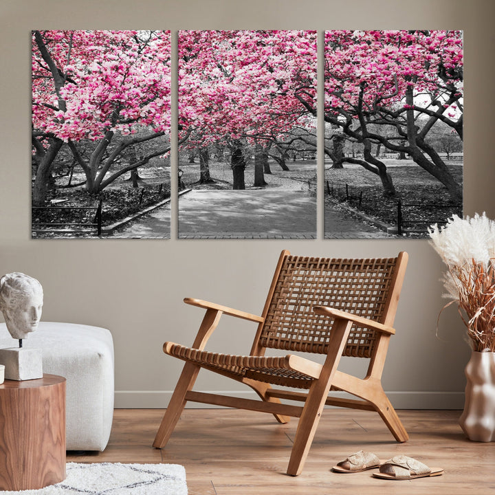 Extra Large Pink Trees Landscape Wall Art Canvas Print Office Decor