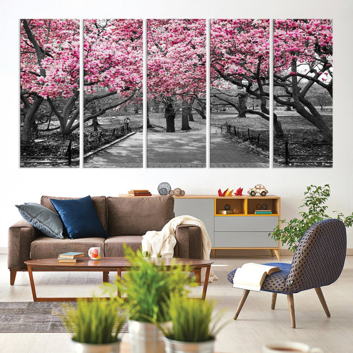 Extra Large Pink Trees Landscape Wall Art Canvas Print Office Decor